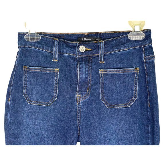 Angry Rabbit High Waist 70s blue Denim Flare Bellbottom Jeans Size 26/3 - Picture 4 of 9